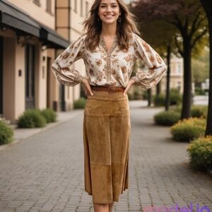 Elegant Tan A-Line Skirt